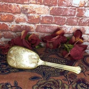 Vintage MCM Art Deco Style Gold Plated Hairbrush
